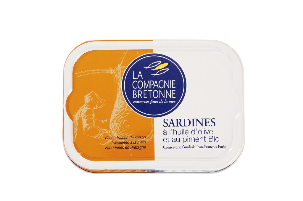 SARDINES À L'HUILE D'OLIVE ET AU PIMENT BIO 115g