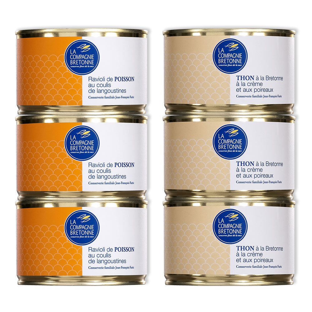 Offre 3 Ravioli au coulis de langoustines et 3 Thon à la bretonne à la crème et aux poireaux