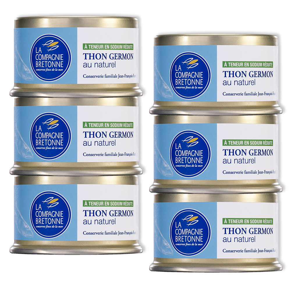 Lot de 6 Thon blanc Germon au naturel à teneur réduite en sodium