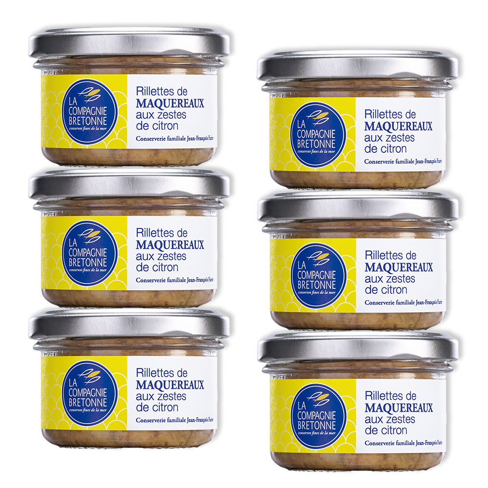 Lot de 6 Rillettes de maquereaux aux zestes de citron 90g