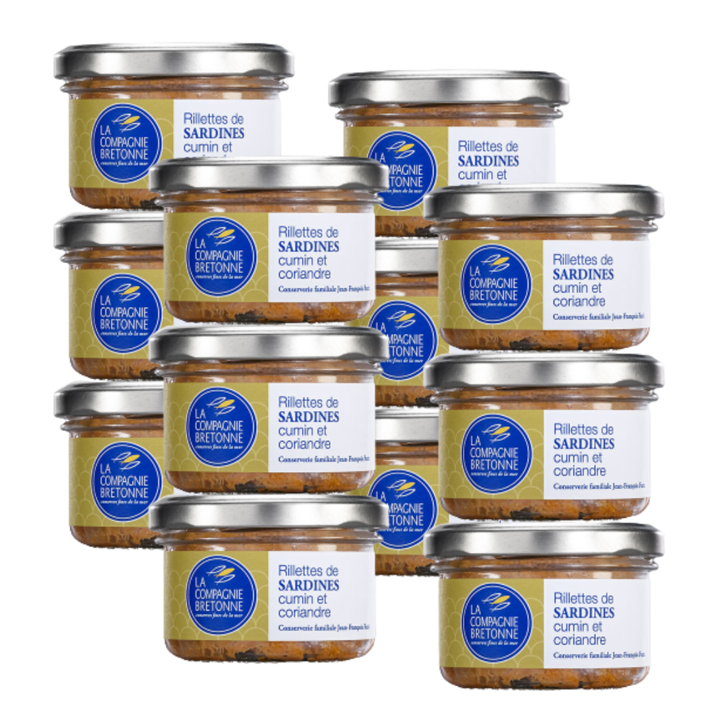 Lot de 12 Rillettes de Sardines cumin et coriandre 90g