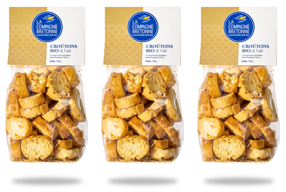 Lot de 3 Sachets de croûtons à l’ail Bio