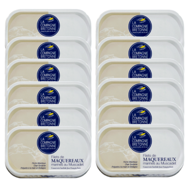 Lot de 12 Filets de Maquereaux marinés au Muscadet 118g