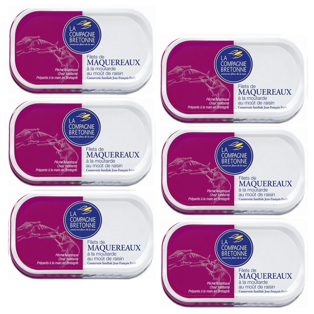 Lot de 6 Filets de Maquereaux à la moutarde au moût de raisin 113g