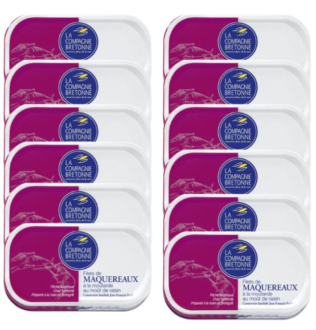 Lot de 12 Filets de Maquereaux à la moutarde au moût de raisin 113g