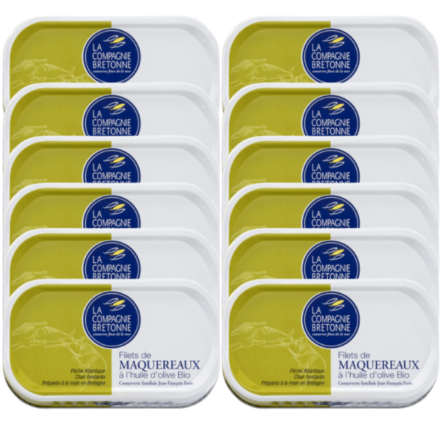 Lot de 12 Filets de Maquereaux à l’huile d’olive bio 118g