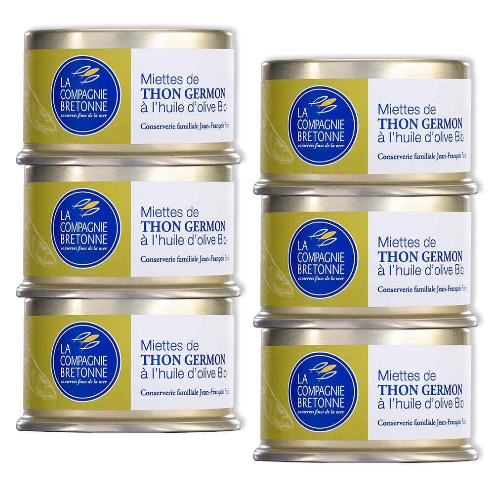 Lot de 6 Miettes de Thon blanc Germon à l’huile d’olive Bio 135g