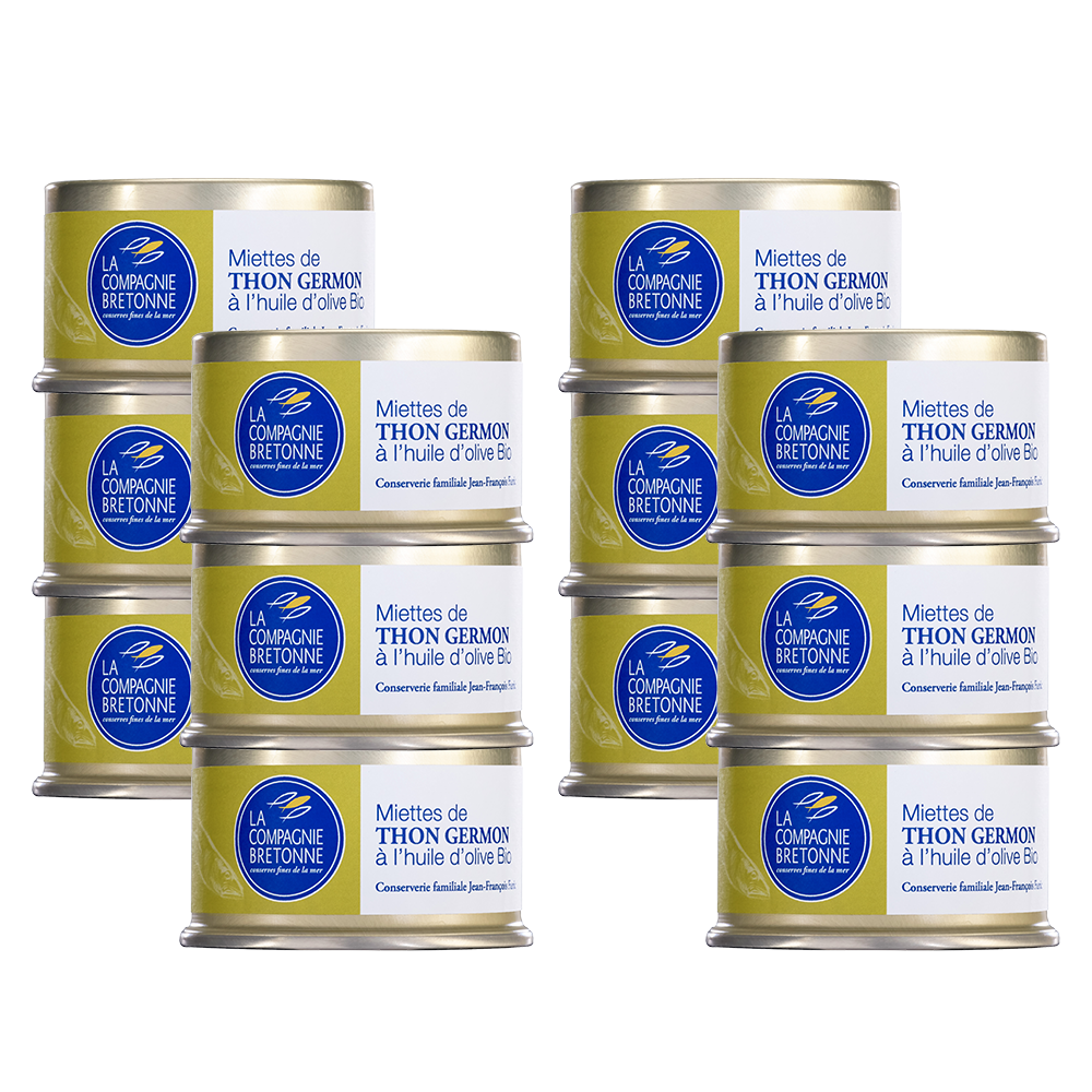 Lot de 12 Miettes de Thon blanc Germon à l’huile d’olive Bio 135g