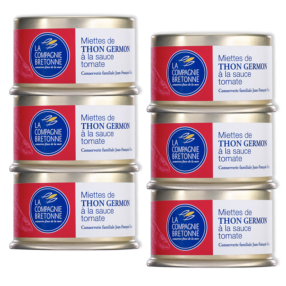 Lot de 6 Miettes de Thon blanc Germon à la tomate 135g