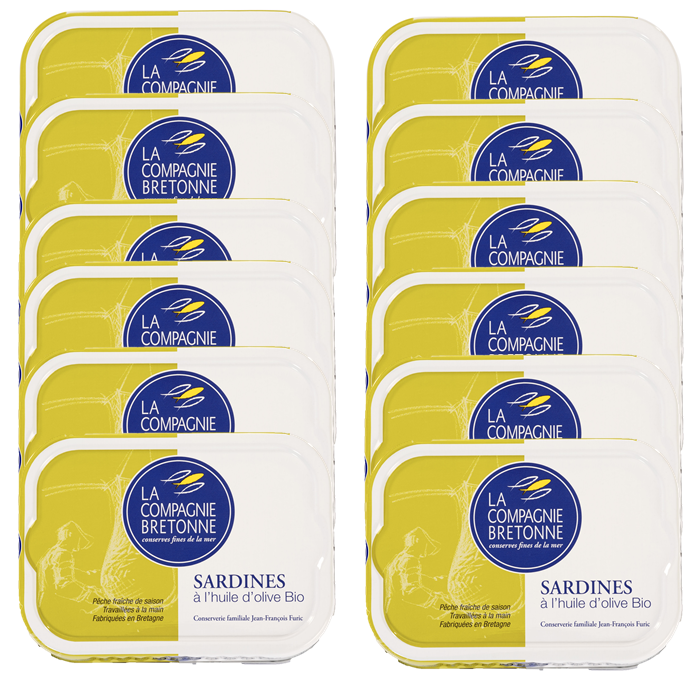 Lot de 12 Sardines à l’huile d’olive Bio