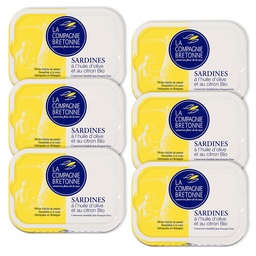 [2311] Lot de 6 Sardines à l’huile d’olive et citron Bio