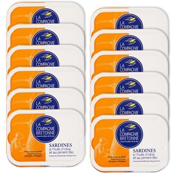[2322] Lot de 12 Sardines à l’huile d’olive et piment Bio