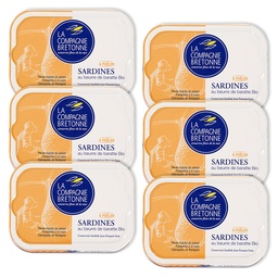 [2316] Lot de 6 Sardines au beurre de baratte Bio à poêler 115g