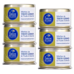 [2525] Lot de 6 Miettes de Thon blanc Germon à l’huile d’olive Bio 135g
