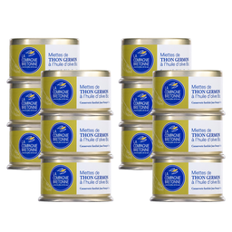 [2526] Lot de 12 Miettes de Thon blanc Germon à l’huile d’olive Bio 135g