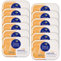 [2326] Lot de 12 Sardines au beurre de baratte Bio à poêler 115g