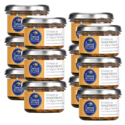 [2155] Lot de 12 émiettés de Maquereaux, algues Wakamé, curry rouge et écorce de mandarine 90g