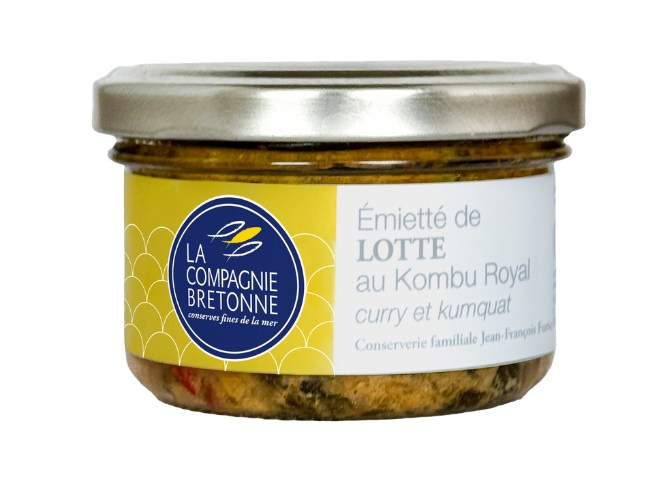 Émietté de lotte au kombu royal, curry et kumquat