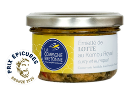 [0153] Émietté de lotte au kombu royal, curry et kumquat