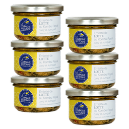 [2156] Lot de 6 émiettés de Lotte au Kombu Royal, curry et kumquat, 90g